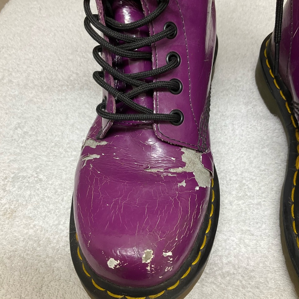 Dr. Martens Shiny Purple Combat Boots - Picture 3 of 13